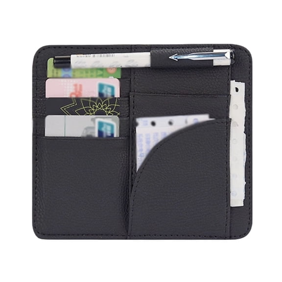 Sun Visor Storage Organizer, Sunglasses Holder And Card Sleeve Pocket, Storage Pouch For Car Truck SUV Accessories, Pocket Organizer For Driving License, Insurance, Pen, Chapstick-black