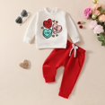 thumbnail image 4 of Fsqjgq Baby Girl Valentine’s Day Outfits Toddler Girls Fall Winter Spring Clothes Car Print Long Sleeve Sweatshirts and Long Pants Clothing Sets 18M, 4 of 7