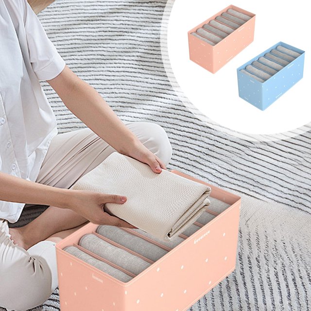 Fiudx Caja de Almacenamiento Plegable Lavable, Organizador de 7 Compartimentos, Diseño Compacto, Almacenamiento de Ropa Interior Sin Tapa, Uso Doméstico Multifuncional, Asas de Fácil Transporte, Tama