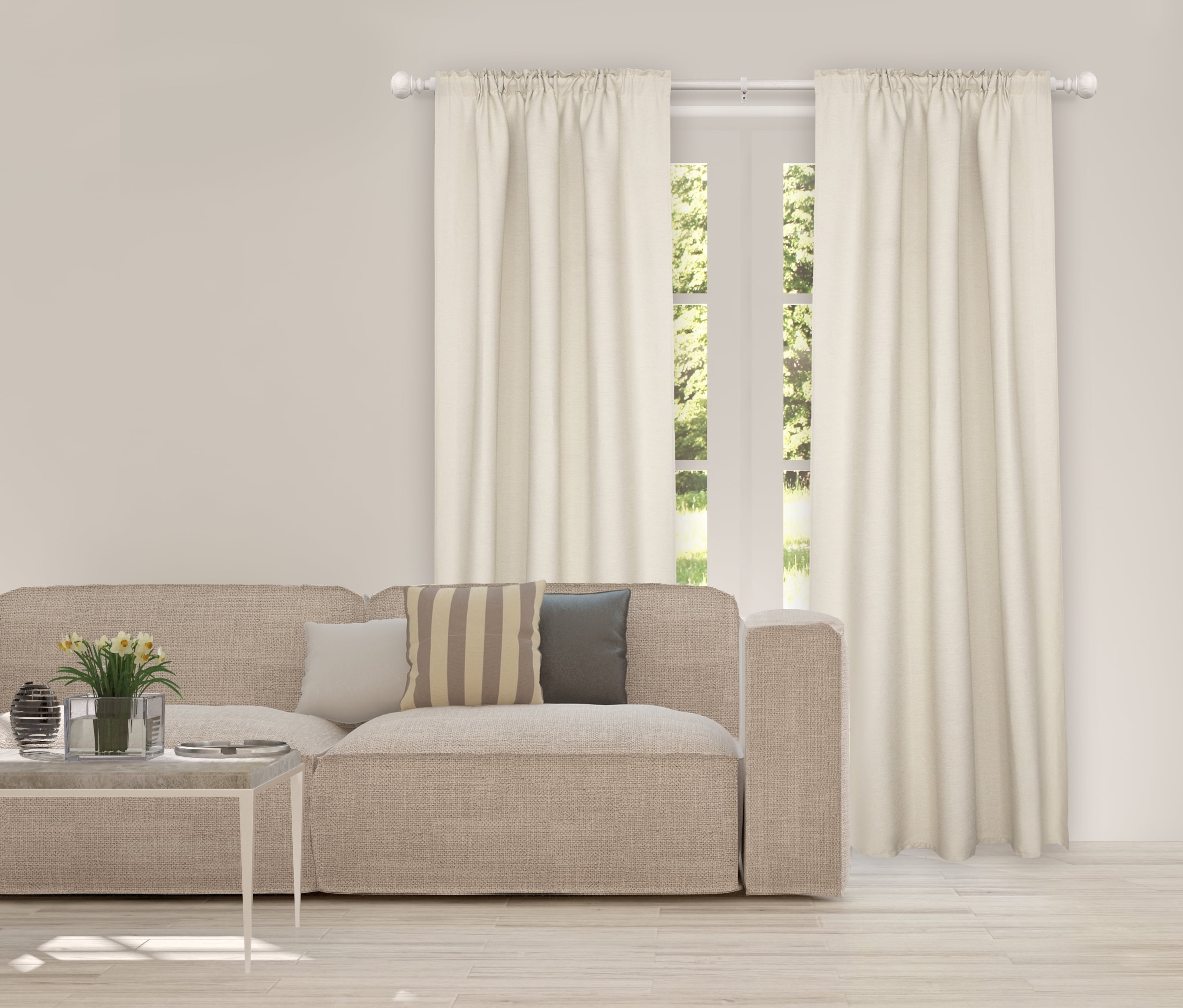 Better Homes & Gardens 1 in. Whitewashed wood Poly Single Curtain Rod, 42-120"