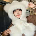 thumbnail image 3 of Krdevn Bear Ear Knit and Scarf for Fall and Winter Thick Warm Hooded Scarf Combination,Size:One Size, 3 of 3