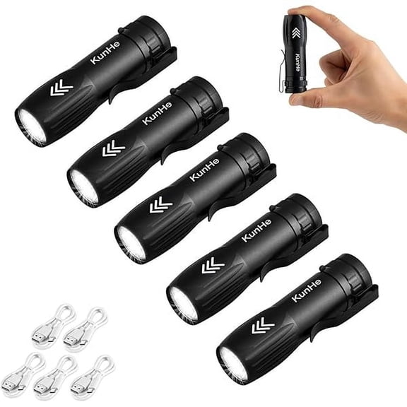ZLC 5 Pack Small Rechargeable Flashlights Bulk USB-C Mini High Lumen Flashlight Clip-on Portable Pocket Flash Light for EDC Emergency Home Use
