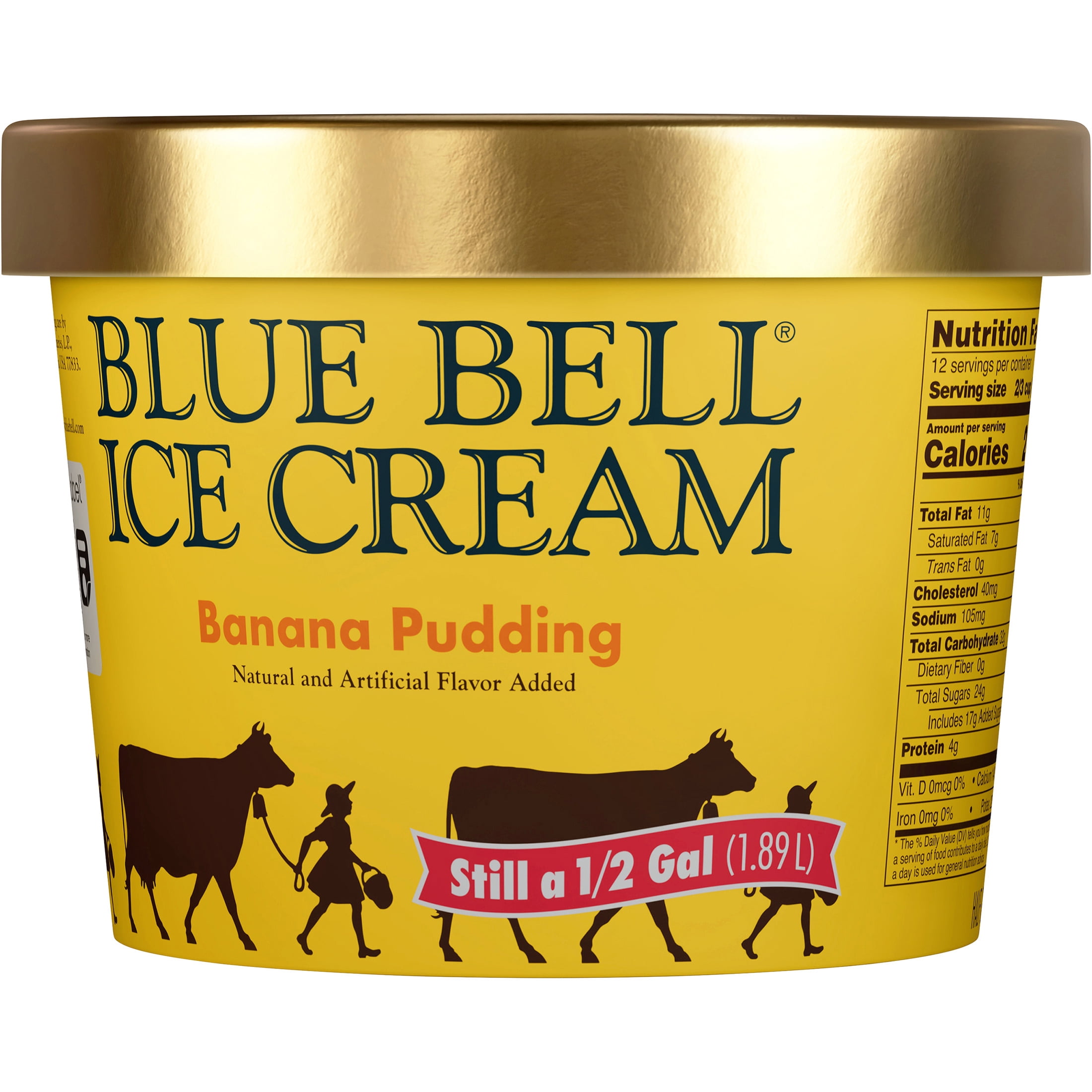 Blue Bell Banana Pudding Ice Cream Half Gallon, 64 fl oz