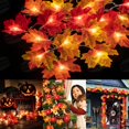 thumbnail image 4 of Guirnalda de 20 luces LED de hojas de arce - Hojas de arce - Para exteriores, hogar, Navidad, Acción de Gracias y decoración, 4 of 5