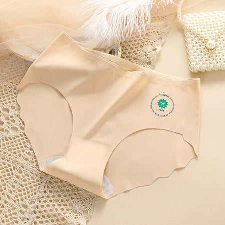 

Qazqa Womens Seamless Panties Mid Waist Breathable Thin Briefs Beige One Size