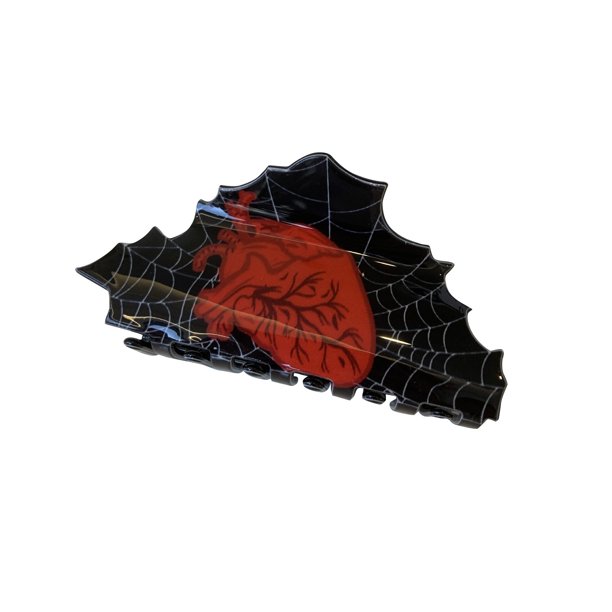 Pinza para sujetar el cabello con forma de araña en forma de corazón para Halloween, adorno para el cabello con personalidad y forma de fantasma para la parte posterior de la cabeza