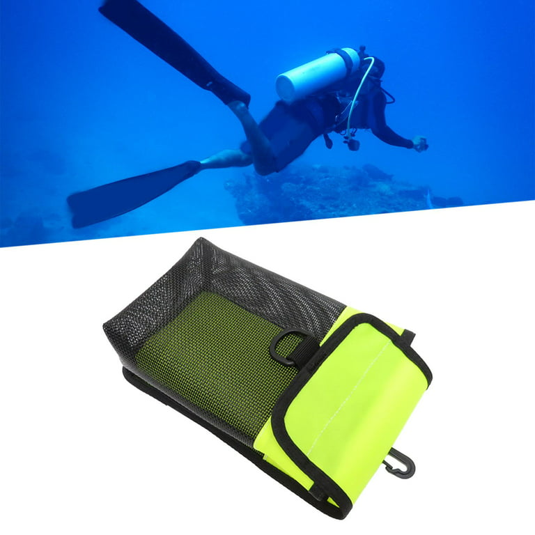 Scuba Diving Gear Storage Bag with Swivel Clip Finger Spool Reel Pouch Diving Reel Buoy Carrier Mesh Pocket Dive Bag for Spearfishing Freediving Small