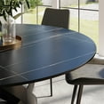 thumbnail image 6 of POVISON 59"Modern Round Black Dining Table for 6, Matte Sintered Stone Tabletop with Black X Carbon Steel Base, 6 of 8