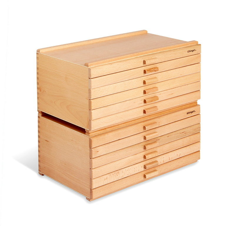 Kingart Wooden Artist Storage Box, 6-drawer, Designed Storage for Art Materials, Natural Finish