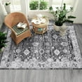thumbnail image 4 of 5x7 Washable Area Rug Mysterious Vintage Floral Distressed Rugs Indoor Floor Cover Print Distressed Carpet Accent Rug Non-Slip Gray, 4 of 8