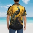 thumbnail image 6 of Goofa Elegant Gold Leaf Peacock Hawaiian Shirt for Men, Unisex Summer Beach Casual Short Sleeve Button Down Shirts,Aloha Tropical Floral print shirt-Medium, 6 of 9