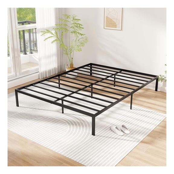 Queen Size Metal Bed Frame, 12 Inch Platform Bed Frame, Heavy Duty Support Slats Mattress Foundation, Under-Bed Storage Space, No Box Spring Needed, Easy Assembly, Noise-Free, Black