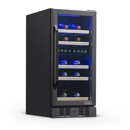 NewAir 15” Built-in 29 Bottle Dual Zone Compressor Wine Fridge in Black Stainless