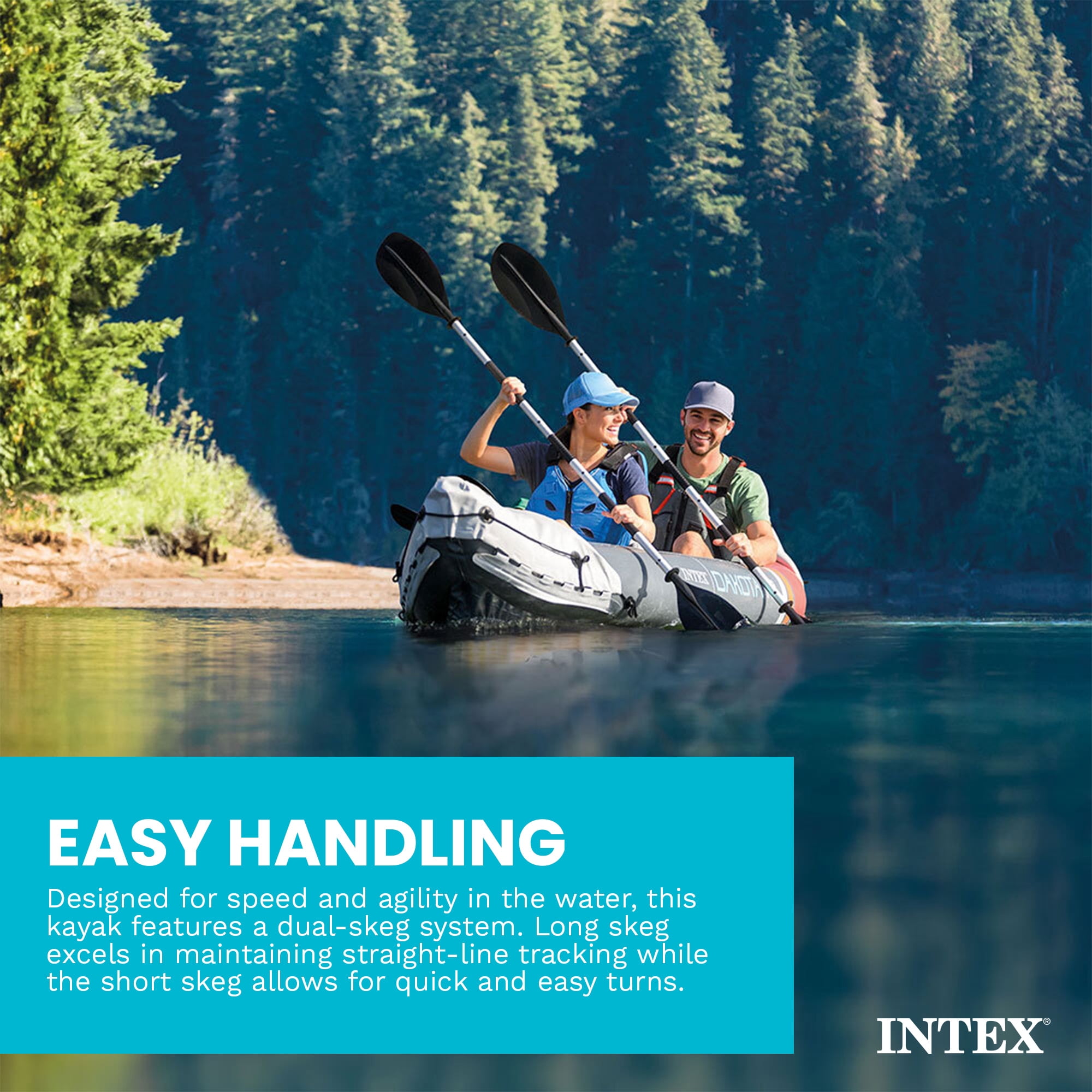 Intex Dakota K2 2 Person Inflatable Kayak & Accessory Kit w/Oars & Pump