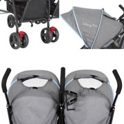 Dream On Me Volgo Twin Umbrella Stroller, Blue and Dark Grey