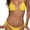 Yellow, variant on Top-kevin Women Solid Color Two Piece Swimsuit Sexy Swimwear Halter String Triangle Bikini Sets