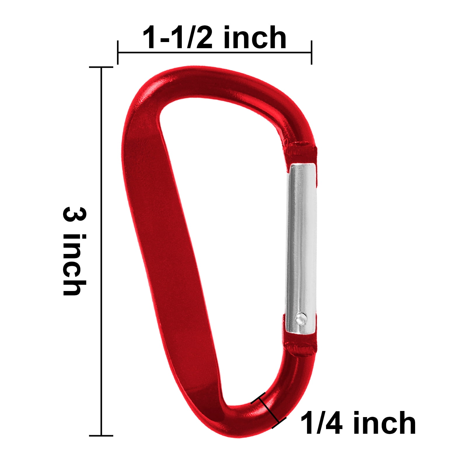 GOGO 48Pcs Carabiner 3-Inch Red Keychain Clip, D Shape Aluminum Metal Carabiner Hook