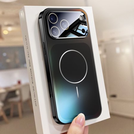 Hard PC Case for iPhone 12, Transforms Phone into iPhone 17 Pro Max Style, Compatible with MagSafe, Glossy Slim Anti-Scratch Anti-Fingerprint Protective Cover with Lens Protector, Black