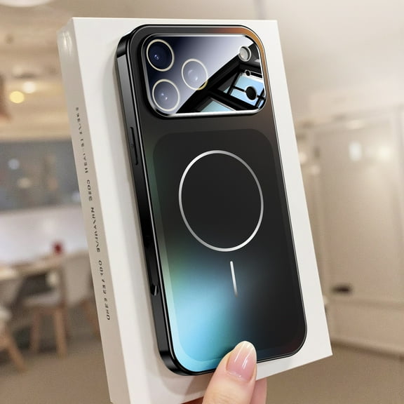 Hard PC Case for iPhone 15 Pro Max, Transforms Phone into iPhone 17 Pro Max Style, Compatible with MagSafe, Glossy Slim Anti-Scratch Anti-Fingerprint Protective Cover with Lens Protector, Black