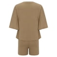thumbnail image 6 of GILIGEGE 2 Piece Sets for Women Womens Sets Two Piece Set Summer Outfits 2 Piece Pajama 3/4 Sleeve Oversized Tshirts Elastic Waist Short Summer Lounge Sets Khaki Xl, 6 of 9