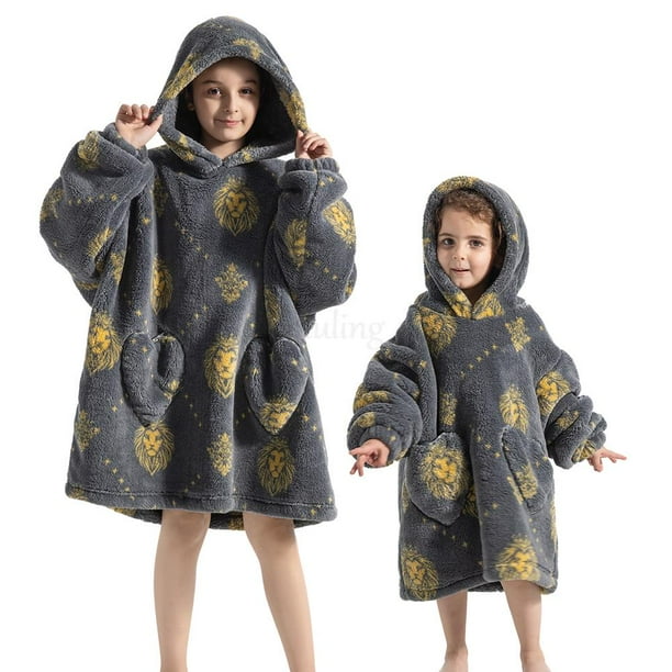 Winter Oversized Hooded Sweatshirts Halloween Holiday Sweatshirt for Kids Warm Soft Hooded Blankets TV Sherpa Girl Clothes 2 12Y