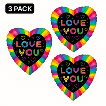 Rainbow Heart Foil Balloons "Love You" 3-Pack Party Decor balloons