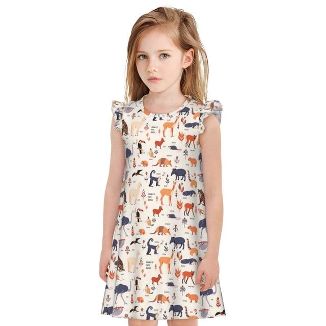 Balery South American Animals Camisón de princesa para niñas, pijama de algodón con mangas abullonadas, suave y bonito.-XX-Large