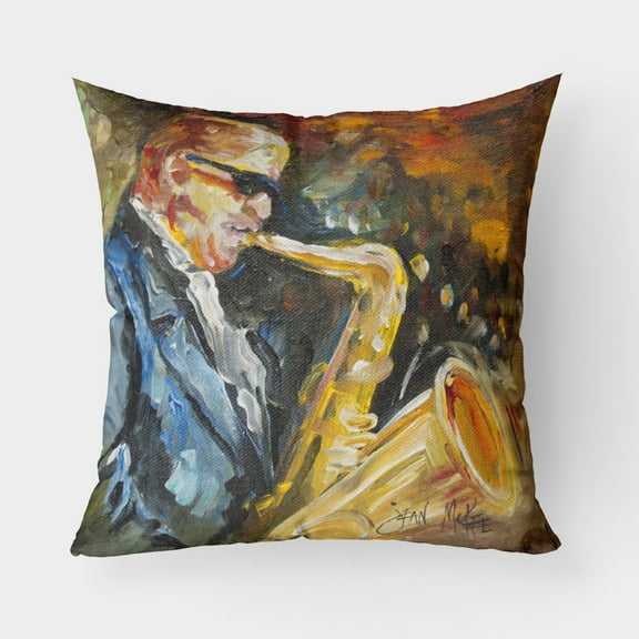 Carolines Treasures JMK1277PW1818 Jazz Sazophone Canvas Fabric Decorative Pillow 18H x18W multicolor