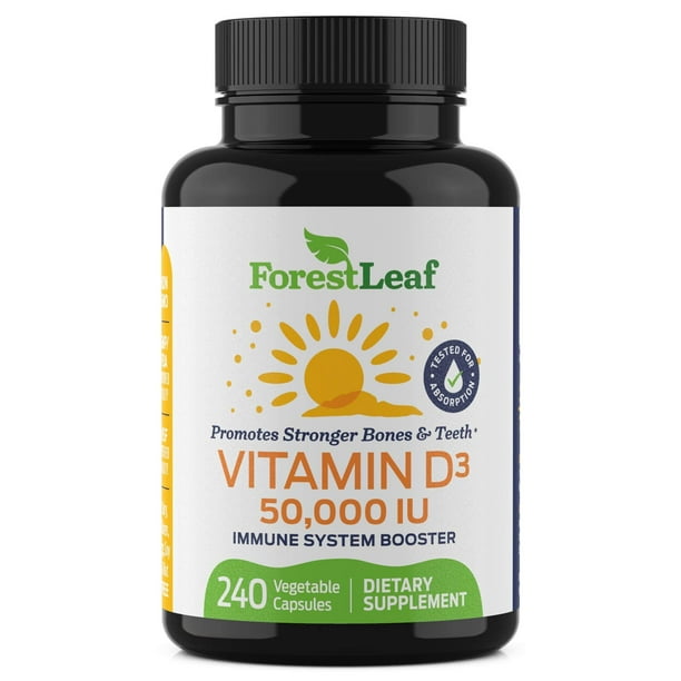 Vitamin D3 50,000 IU Weekly Supplement 240 Vegetable Capsules For