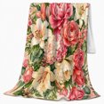 thumbnail image 2 of Autumn Harvest Floral Bouquet, Cozy Botanical Garden Scene, Warm Flannel Blanket for Sunroom and Reading Nook, Garden Lovers Thanksgiving Gift, Botanical Home Decor, 2 of 9