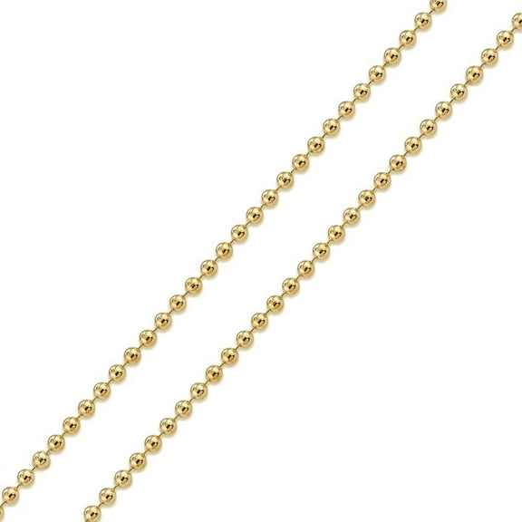 14K Yellow Gold 1mm Ball Bead Chain, FREE Microfiber Cloth, High Polish Solid Pendant Mens Womens Necklace, Giorgio Bergamo 16