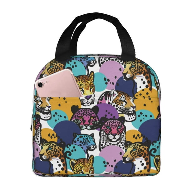 Easygdp Retro Panther Bolsa Térmica Premium - Tela Oxford Impermeable, Gran Capacidad, Bolsillo Frontal, Unisex para Trabajo, Escuela, Actividades al Aire Libre y Picnics