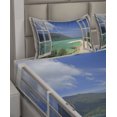 thumbnail image 4 of Ambesonne Landscape Fitted & Top Sheet Set with Shams, Tropic Scene in Window, Multicolor, 4 of 5