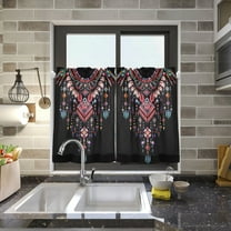 Oriental Necklace Kitchen Curtains Half Tier Curtain 2 Rod Pockets Bathroom Bedroom Cupborad Living Room 27"x24"
