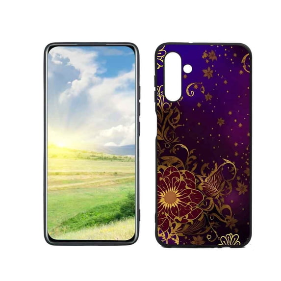 Purplish-Gold-Floral-Dark-Grunge-4 Phone Case, Degined for Samsung Galaxy A13 5G Case Men Women, Flexible Silicone Shockproof Case for Samsung Galaxy A13 5G