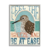 Stupell Industries Feel Breeze Be Ease Nautical Phrase Sandpiper Bird, 11 x 14, Design by Veronique Charron