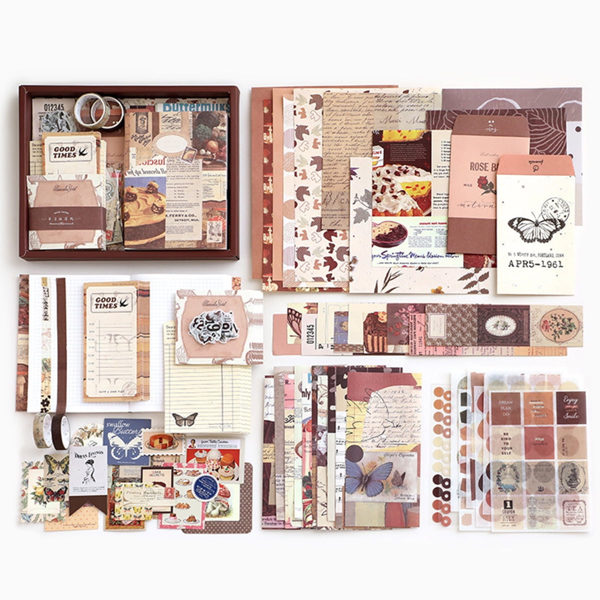 PICKME's D.I.Y Vintage Scrapbook Kits for Adults & Kids, Hardcover Scrapbook  Album Including Stationary Set with Gold Embossed Stickers, Decorative  Ribbons & Journaling Supplies. (8.5 x 6, 75Pc) : : Office  Products