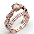 thumbnail image 3 of Dazzling Boho & hippie 2.25 Carat Round Cut Morganite And Diamond Moissanite Classic Inspired Engagement Ring, Unique Twist Band Wedding Ring in 10k Solid Rose Gold, Promise Ring, Two Matching Band, 3 of 4