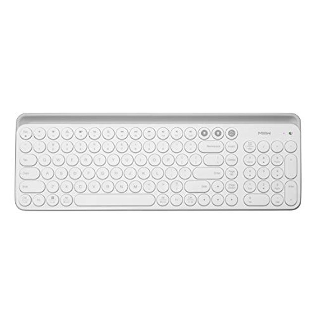 MIIIW K02 Clavier Sans Fil Bluetooth à Double Mode, Clavier Universel (BT 4.0+2.4GHz USB) avec 102 Touches Rondes, Interrupteur à Ciseaux, Support Intégré, Design Ergonomique pour Windows, Mac, iOS, Android