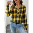thumbnail image 3 of DOKOTOO Plaid Shirts for Women Casual V Neck Button Down Blouses Trendy Long Sleeve Boho Tops, 3 of 7