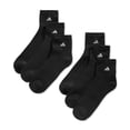 thumbnail image 1 of Calcetines Adidas Quarter Crew acolchados para hombre, paquete de 6, negros, 1 of 4