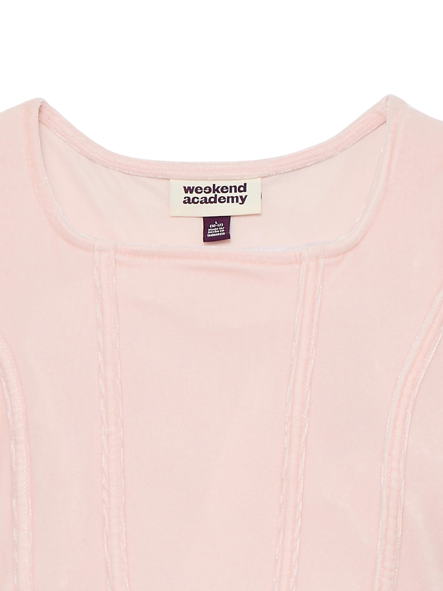 Weekend Academy Girls Velvet Corset Top with Long Sleeves, Sizes 4-18