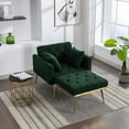 thumbnail image 3 of BSHTI 36.61'' Wide Modern Accent Chair With 3 Positions Adjustable Backrest, Tufted Chaise Lounge Chair, Single Recliner Armchair With Ottoman And Gold Legs For Living Room, Bedroom (Green), 3 of 9