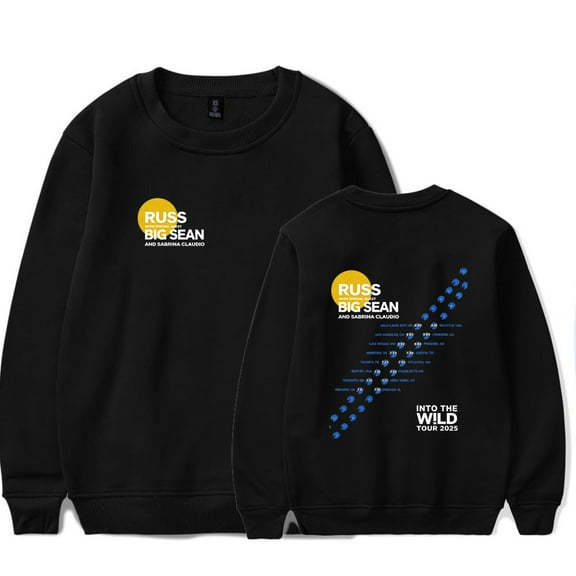 Russ Into The Wild Tour 2025 Merch Long Sleeve Crewneck Sweatshirt For Men/Women Unsiex Fashion Streetwear