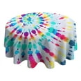 thumbnail image 4 of Colorful Tie Dye Pattern Round Tablecloth 60"x60",Wrinkle Wipeable Table Cloth for Kitchen Dining Room Picnic Patio Party, 4 of 6