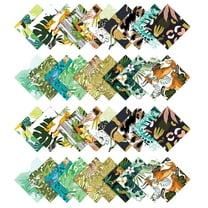Soimoi Tropical Print Precut 5-inch Cotton Fabric Quilting Squares Charm Pack DIY Patchwork Sewing Craft-Dark Green