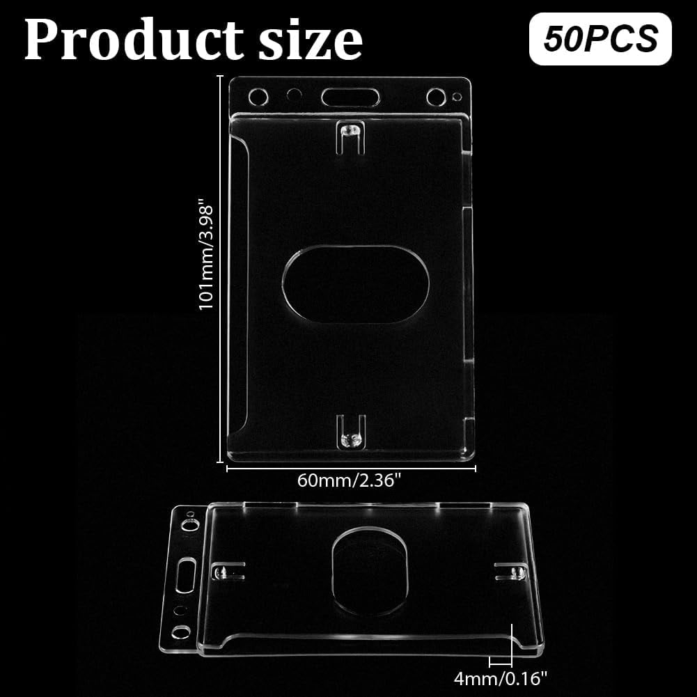 Rectangle Plastic ID Holder Cover Name Card Holders Clear 101x60x4mm
