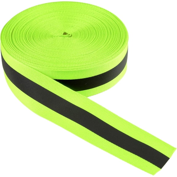 Duslogis Reflective Tape Strip, 1" x 164 FT High Visibility Reflective Strip Sew-on Reflective Tape DIY Safety Fabric Webbing for Bags Clothes Raincoats, Green