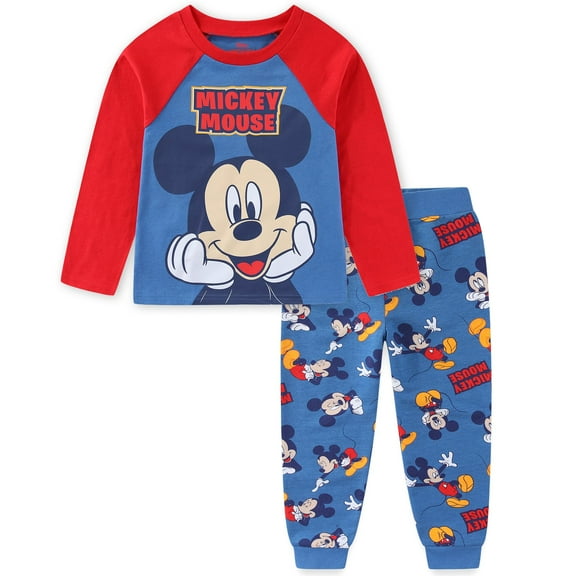 Disney Mickey Mouse Long Sleeve Shirt and French Terry Pants Set (Boys), 2 Piece Set, Sizes 2T-6