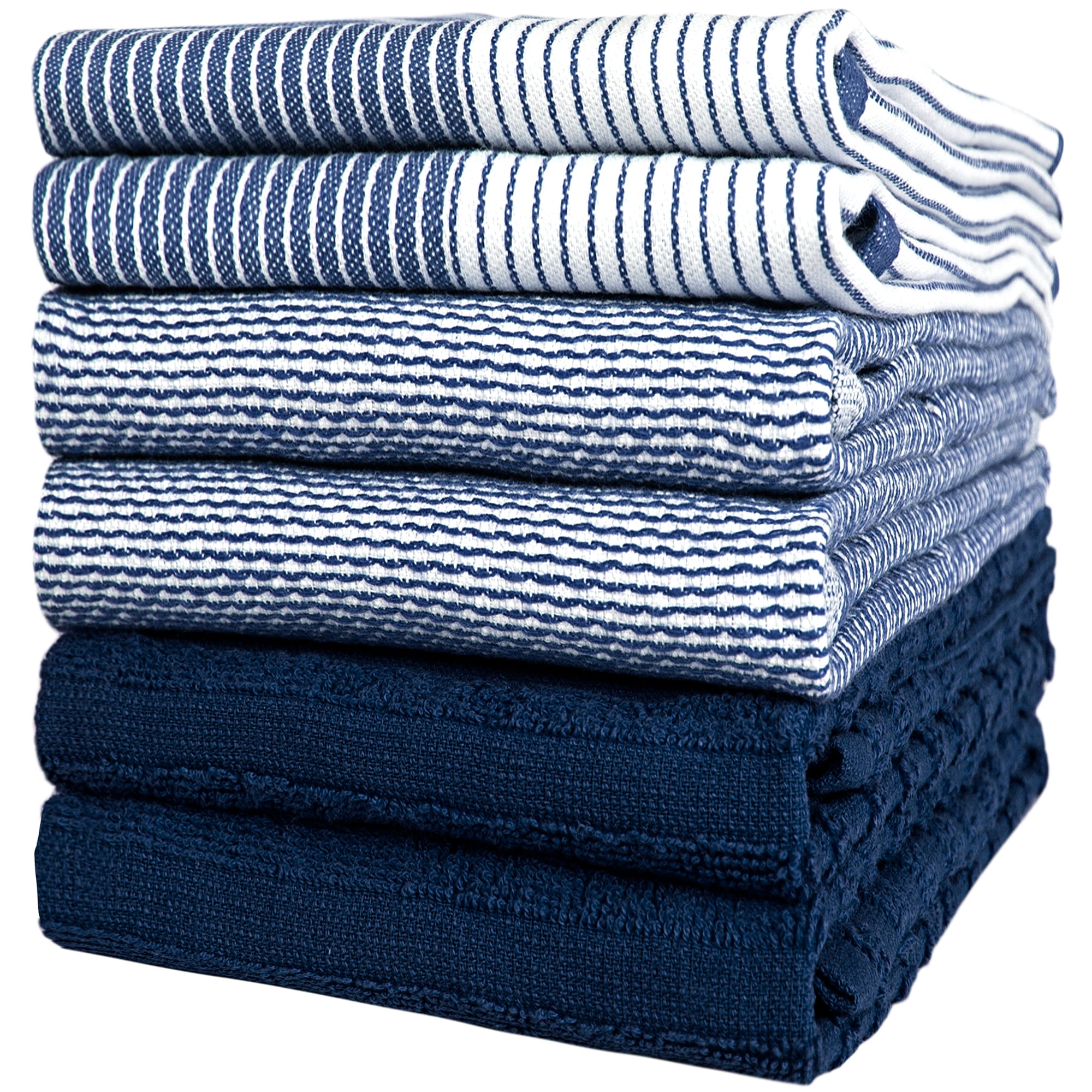 2pk Cotton Striped Terry Kitchen Towels Dark Blue - Threshold™